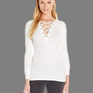 Jessica Simpson Knit Top White Long Sleeve "Eda"